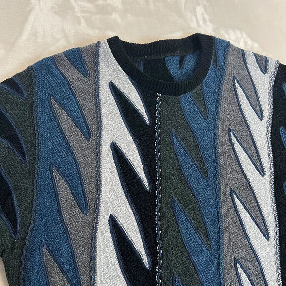 VTG Tundra Canada Sweater Mens XL 3D Knit Abstract Cosby Biggie 90s Grandpa Y2K - Picture 2 of 12